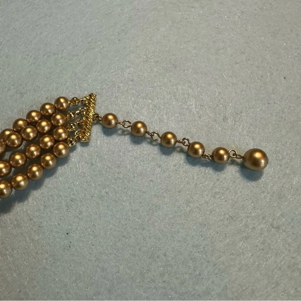 Vintage Matte Gold Bead Four Strand Choker- Stunning and Excellent Condition